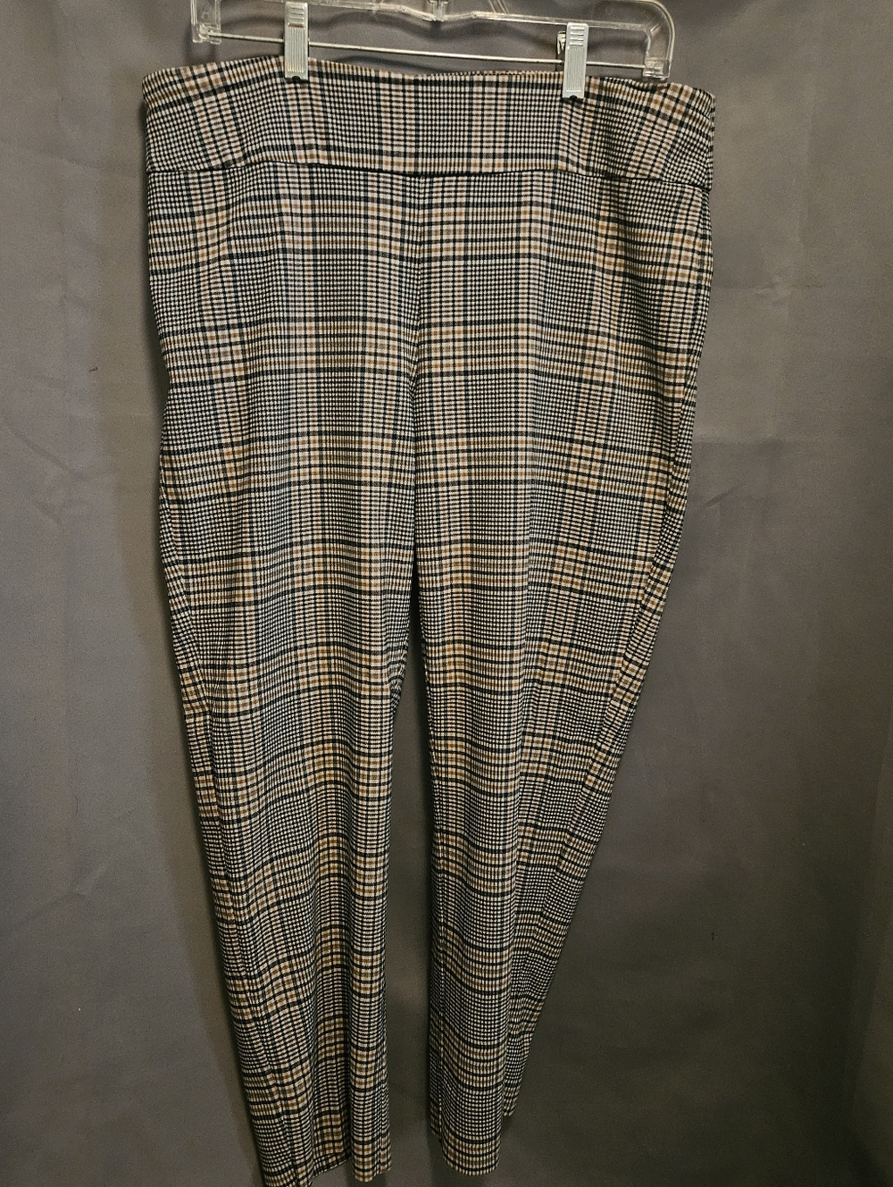 Zac & Rachel Pants Trousers Plaid Womens Sz 14  Wide-Leg Black and Tan